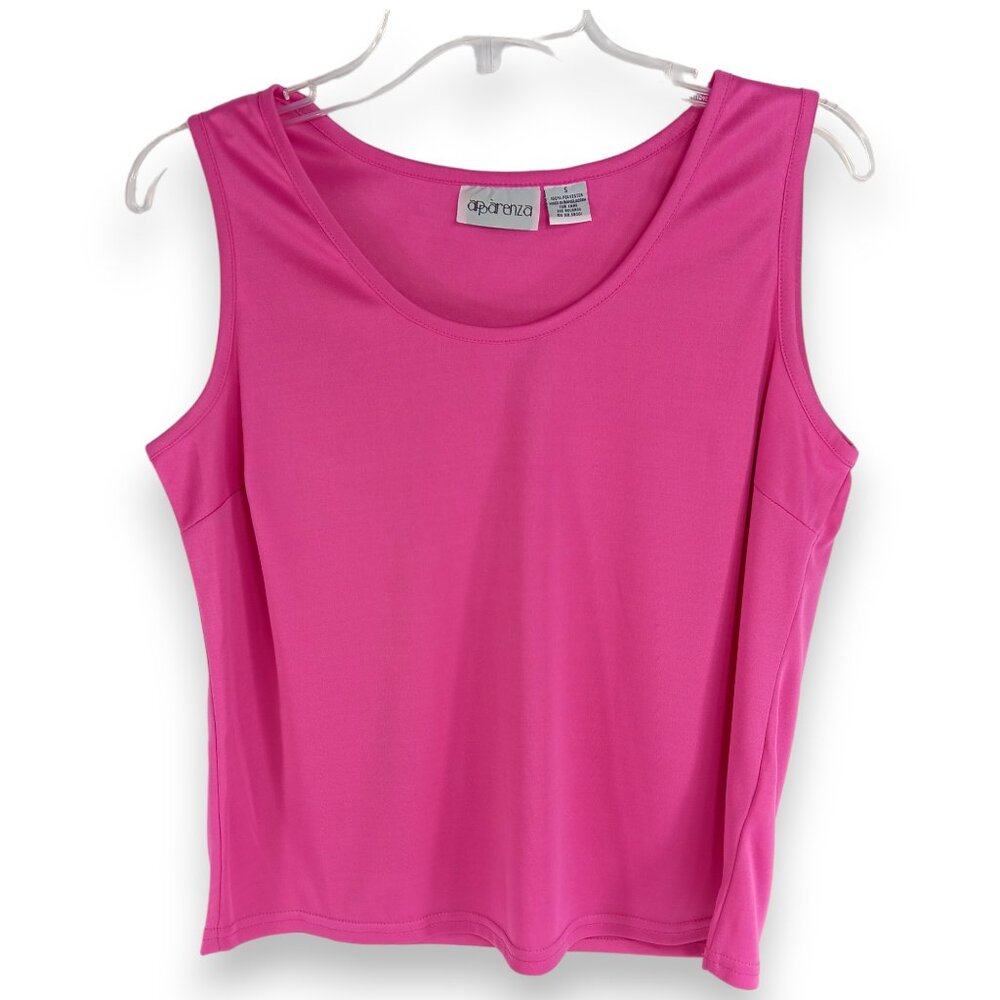 Apparenza- Women's 2 piece Top-SMALL-Tank & Blouse- Light-Floral-Pink-Cream - Picture 3 of 13